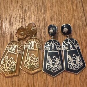 Elegant Gold and Black Geometric Earrings